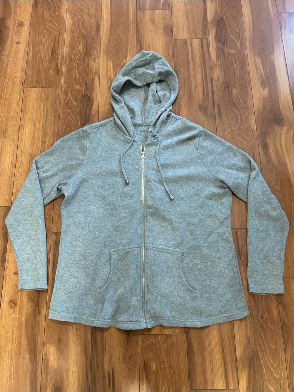 Basic Editions Hoodie Women’s 1x XL Grey Full Zip Blank Simple